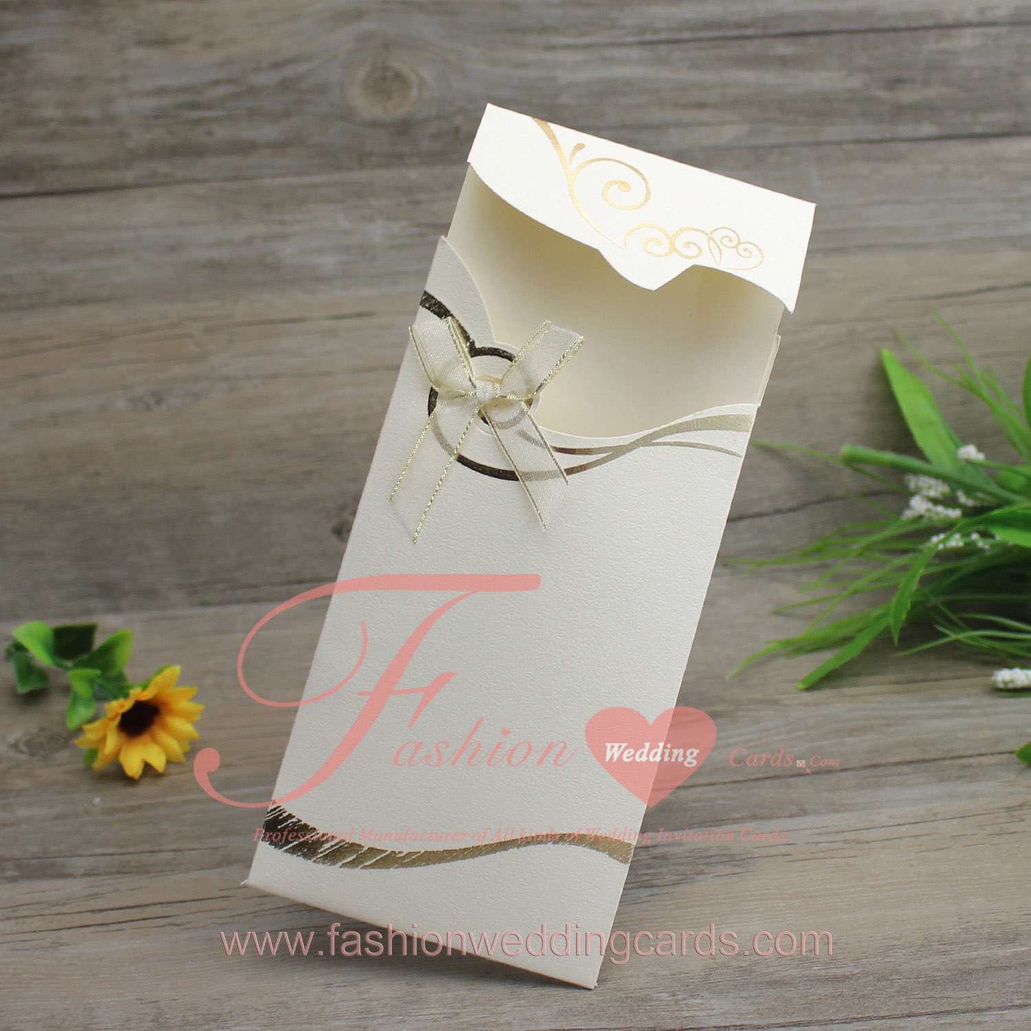 Curve Foiling Pocket Wedding Invitation